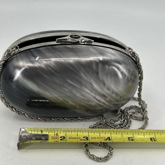 Vintage Delill Italy Faux Silver Tortoise Shell Handbag Clutch - Picture 6 of 10